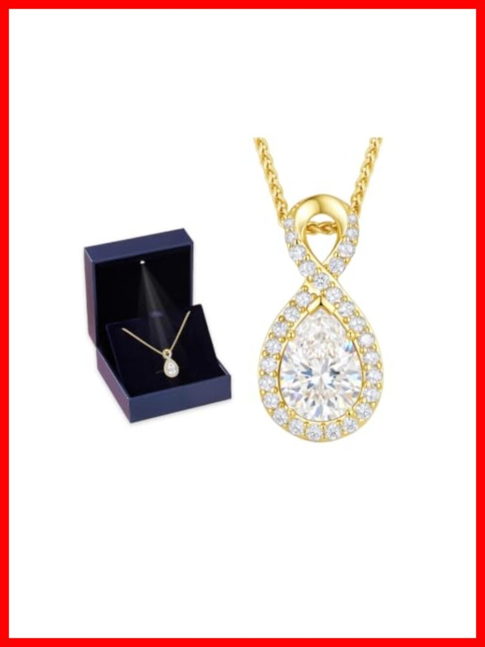 2CT Moissanite Infinity Necklace 18K Gold Plated Sterling Silver